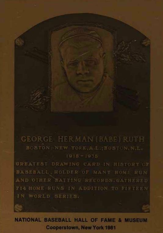 1981 Hall of Fame Metallic Plaque Cards Babe Ruth # Baseball Card