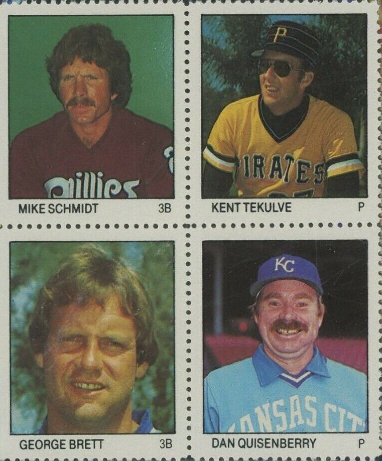 1983 Fleer Stamps Schmidt/Tekulve/Brett/Quisenberry # Baseball Card