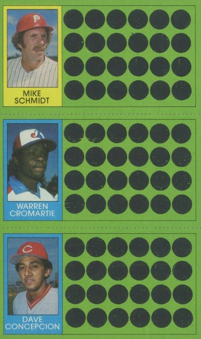 1981 Topps Scratch-Offs Dave Concepcion/Mike Schmidt/Warren Cromartie # Baseball Card