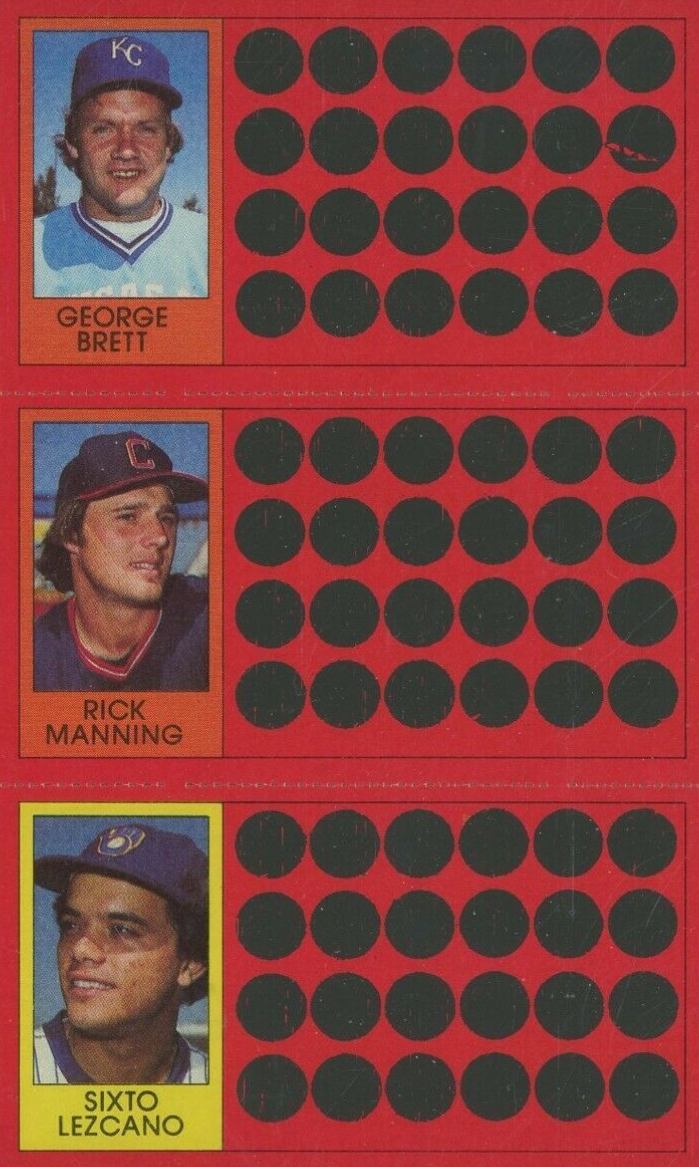 1981 Topps Scratch-Offs George Brett/Rick Manning/Sixto Lezcano # Baseball Card