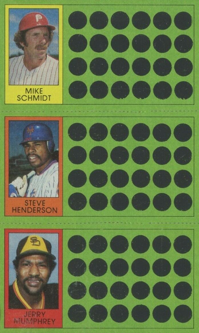 1981 Topps Scratch-Offs Jerry Mumphrey/Mike Schmidt/Steve Henderson # Baseball Card