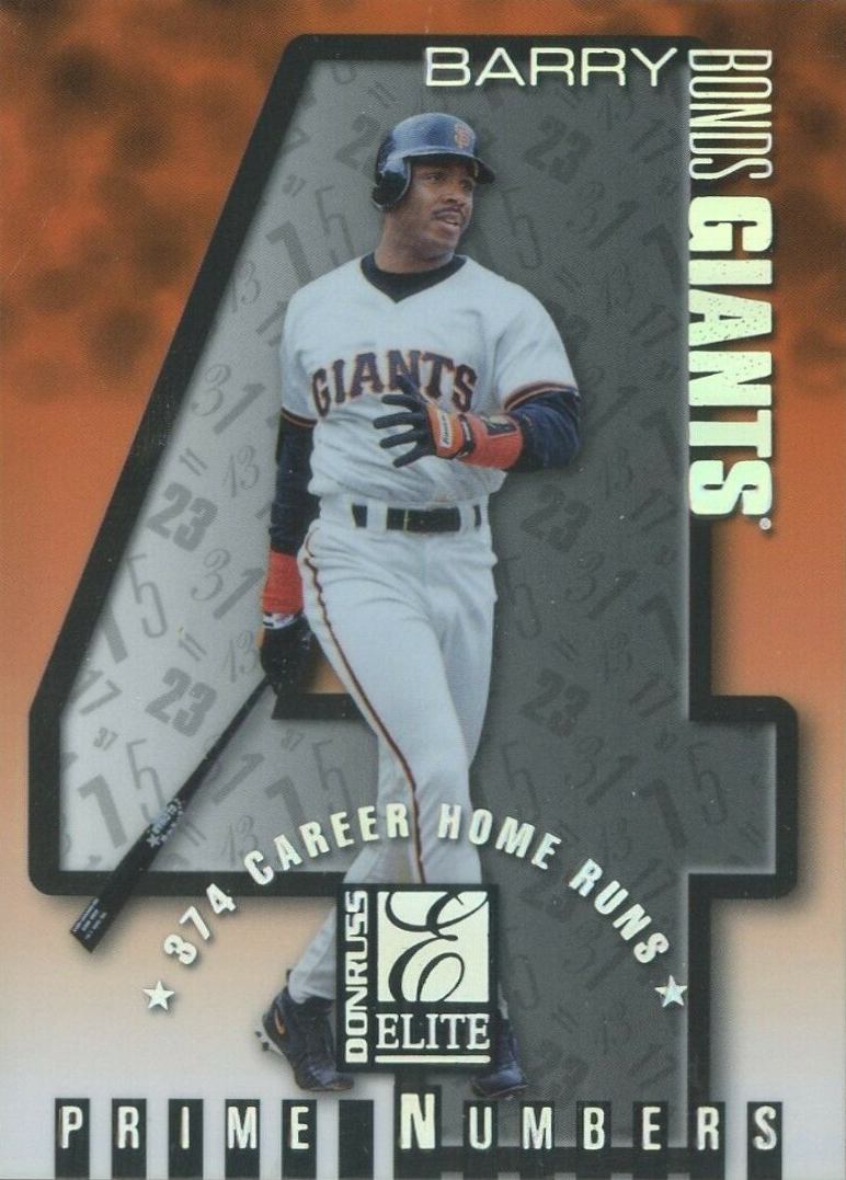 1998 Donruss Elite Prime Numbers Barry Bonds #8C Baseball Card