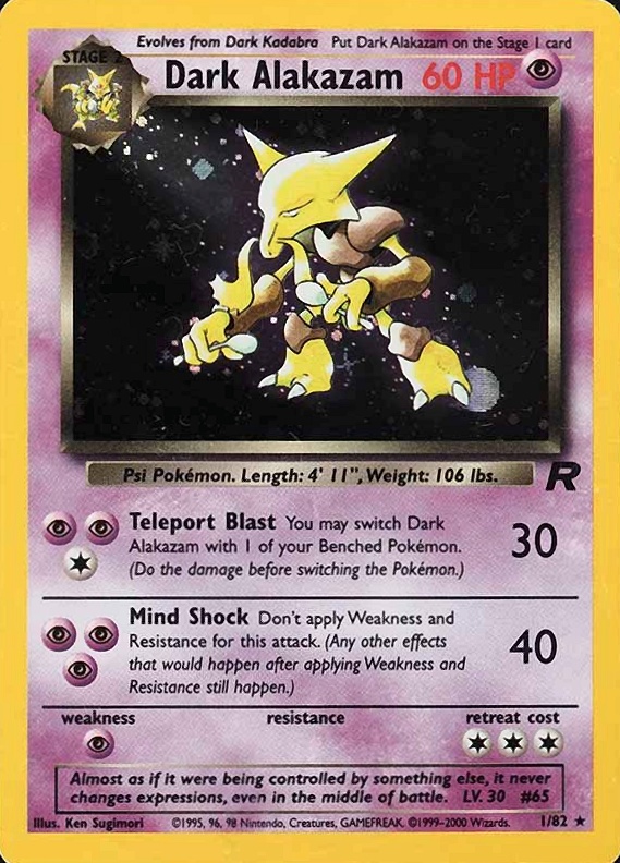 2000 Pokemon Rocket Dark Alakazam-Holo #1 TCG Card