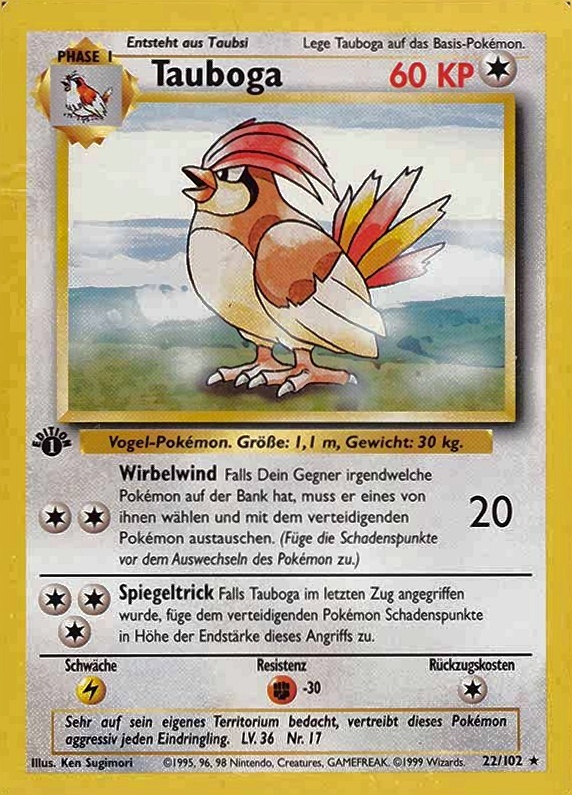 1999 Pokemon German  Tauboga #22 TCG Card