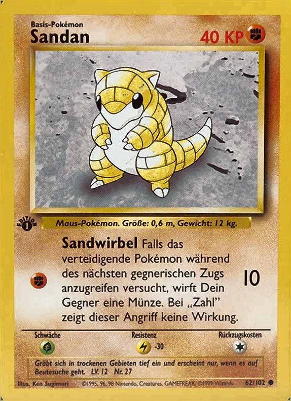 1999 Pokemon German  Sandan #62 TCG Card