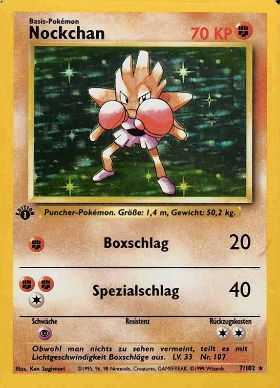 1999 Pokemon German  Nockchan-Holo #7 TCG Card