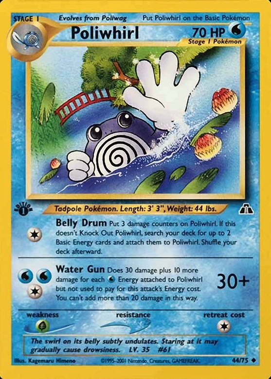 2001 Pokemon Neo Discovery Poliwhirl-Holo #44 TCG Card