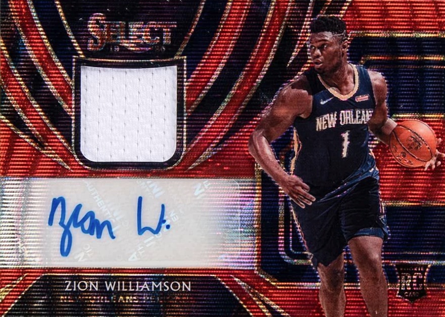 2019 Select Rookie Jersey Autographs Zion Williamson #ZWL Basketball Card
