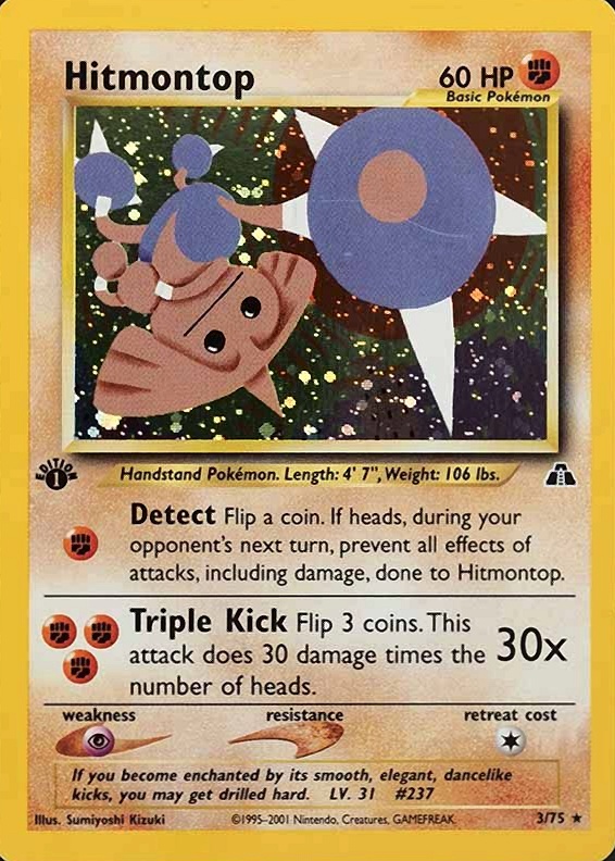 2001 Pokemon Neo Discovery Hitmontop-Holo #3 TCG Card