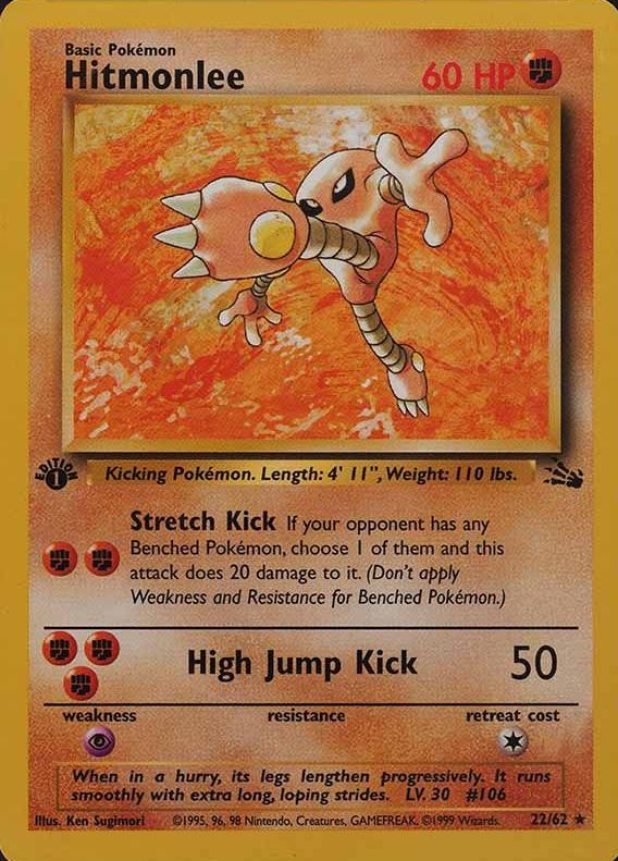 1999 Pokemon Fossil Hitmonlee #22 TCG Card