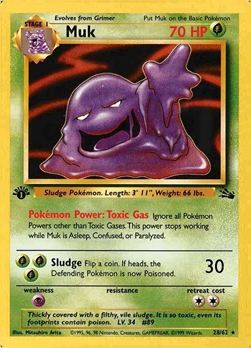 1999 Pokemon Fossil Muk #28 TCG Card