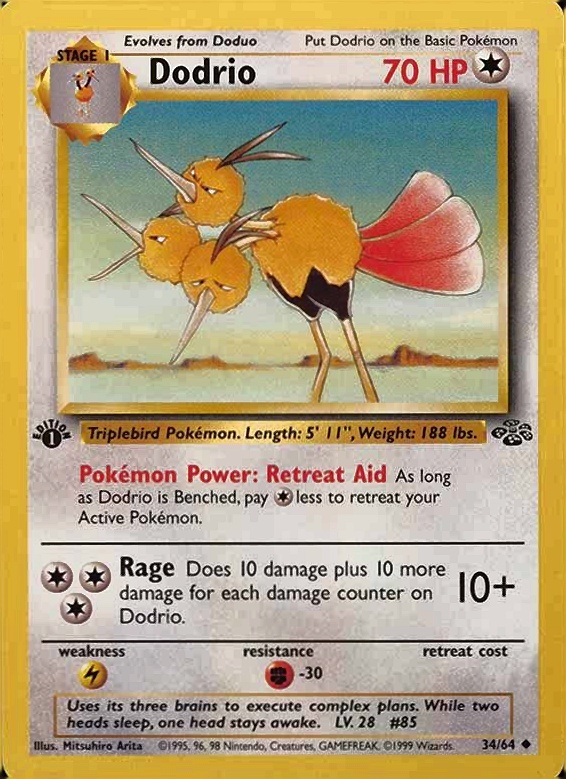 1999 Pokemon Jungle Dodrio #34 TCG Card