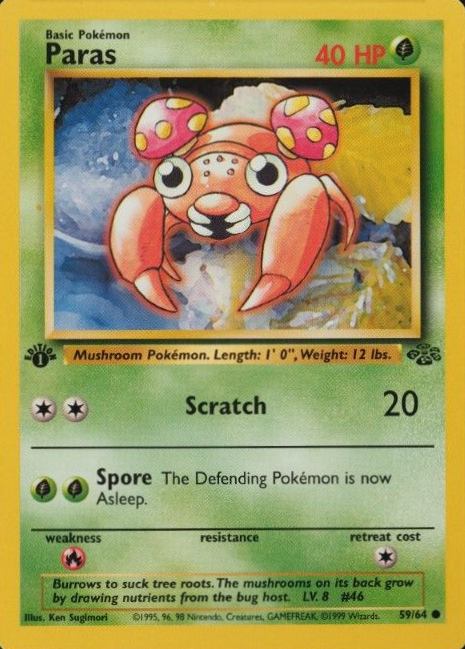 1999 Pokemon Jungle Paras #59 TCG Card