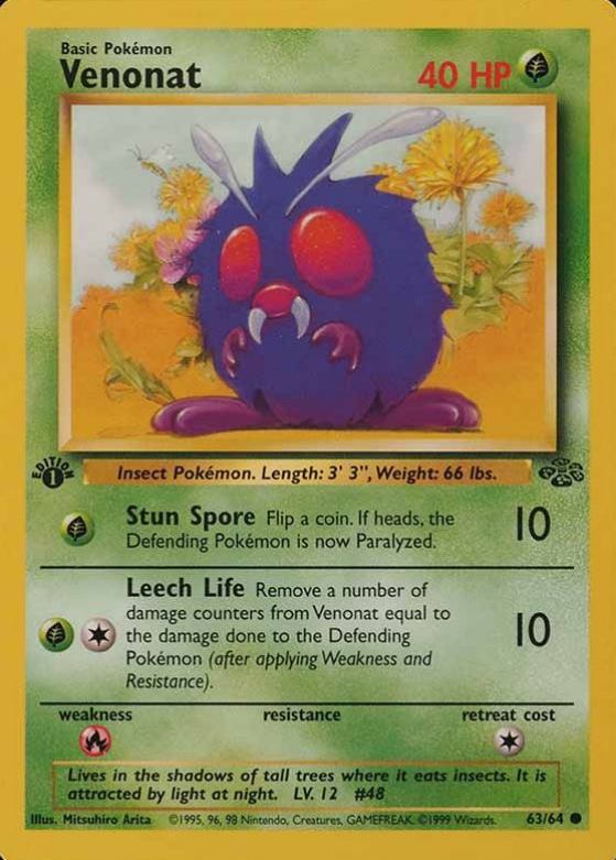 1999 Pokemon Jungle Venonat #63 TCG Card
