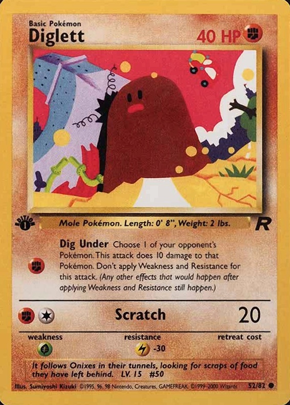 2000 Pokemon Rocket Diglett #52 TCG Card