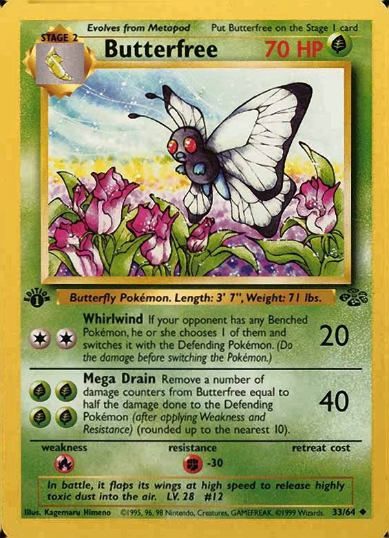1999 Pokemon Jungle Butterfree #33 TCG Card