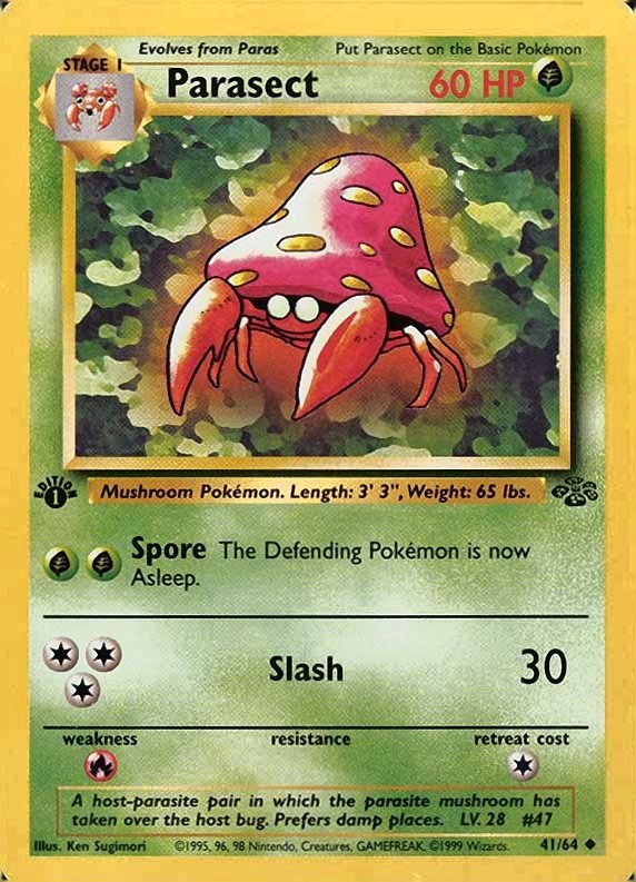 1999 Pokemon Jungle Parasect #41 TCG Card