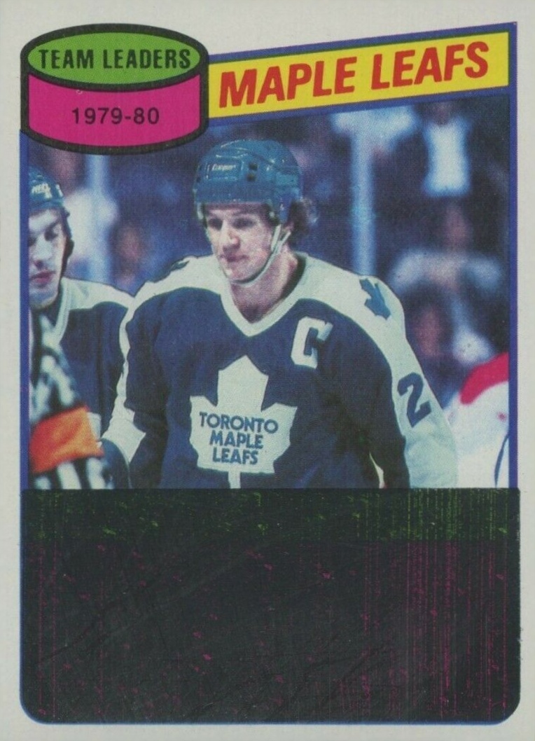 Darryl Sittler trading card (Toronto Maple Leafs Hall of Fame) 1982 Topps  #36 Gumming on front