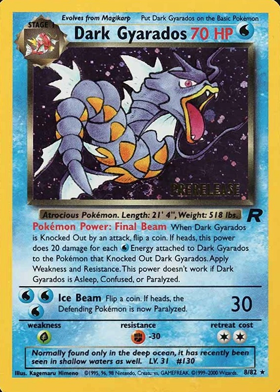 2000 Pokemon Rocket Dark Gyarados-Holo #8 TCG Card
