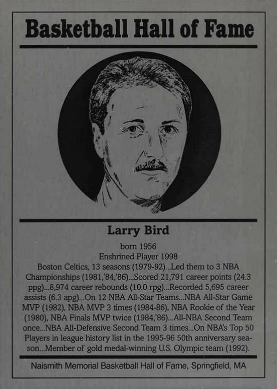 1986 Hall of Fame Metallic Larry Bird # Basketball Card