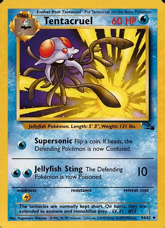 1999 Pokemon Fossil Tentacruel #44 TCG Card