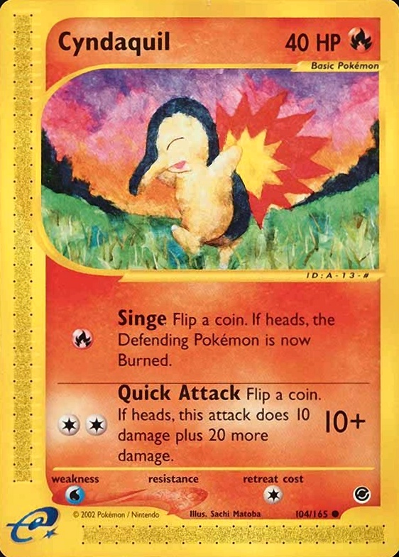 2002 Pokemon Expedition Cyndaquil #104 TCG Card