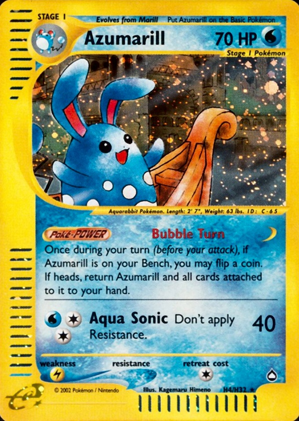 2003 Pokemon Aquapolis Azumarill-Holo #H4 TCG Card