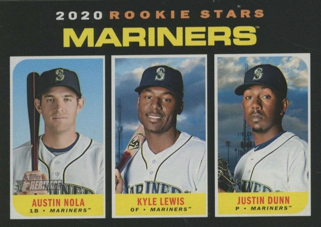 2020 Topps Heritage Austin Nola/Justin Dunn/Kyle Lewis #391 Baseball Card
