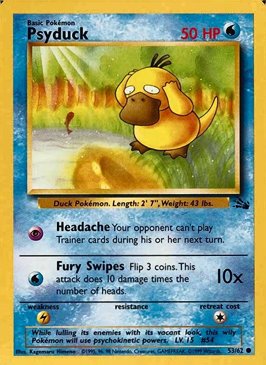 1999 Pokemon Fossil Psyduck #53 TCG Card