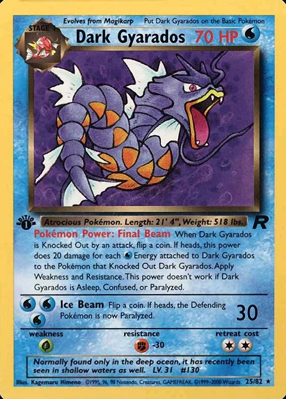2000 Pokemon Rocket Dark Gyarados #25 TCG Card