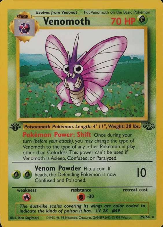 1999 Pokemon Jungle Venomoth #29 TCG Card