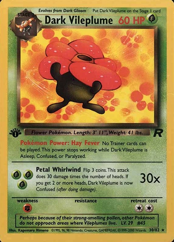 2000 Pokemon Rocket Dark Vileplume #30 TCG Card