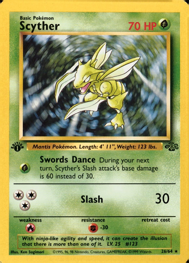 1999 Pokemon Jungle Scyther #26 TCG Card