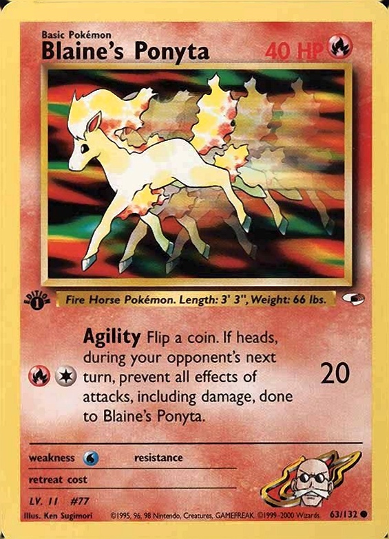 2000 Pokemon Gym Heroes  Blaine's Ponyta #63 TCG Card