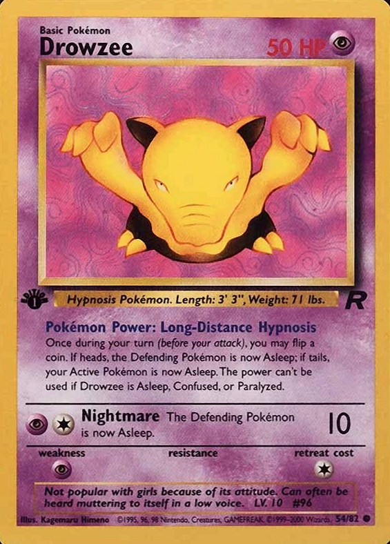 2000 Pokemon Rocket Drowzee #54 TCG Card