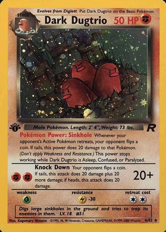 2000 Pokemon Rocket Dark Dugtrio-Holo #6 TCG Card
