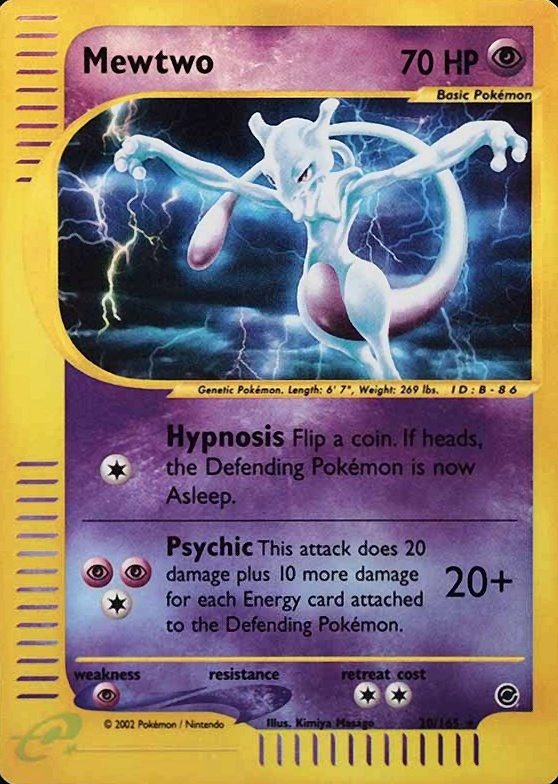 2002 Pokemon Expedition Mewtwo-Reverse Foil #20 TCG Card