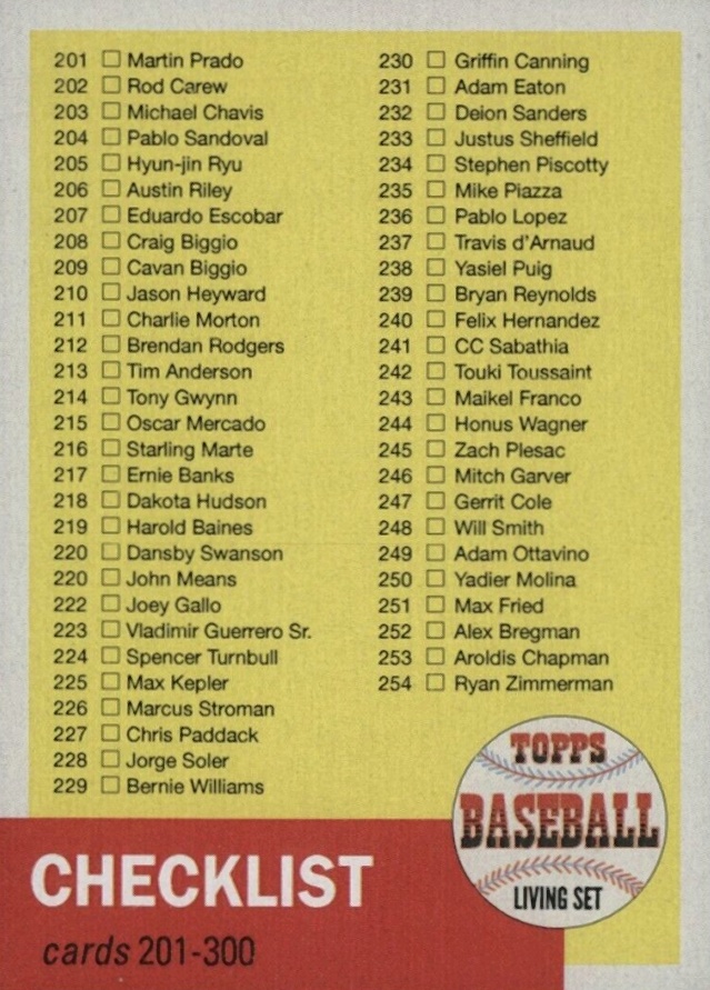 2020 Topps Living Checklist 201-300 #CL-03 Baseball Card
