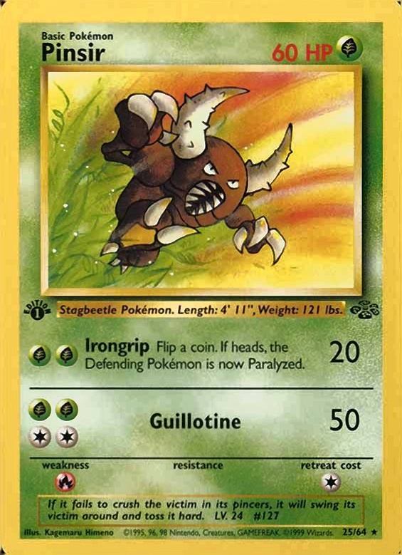 1999 Pokemon Jungle Pinsir #25 TCG Card