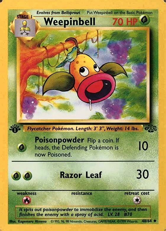 1999 Pokemon Jungle Weepinbell #48 TCG Card