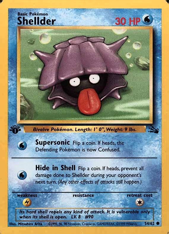 1999 Pokemon Fossil Shellder #54 TCG Card