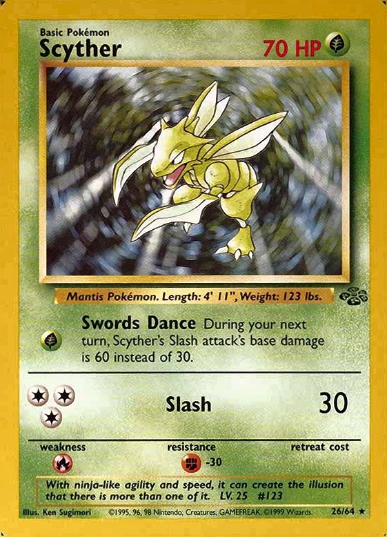 1999 Pokemon Jungle Scyther #26 TCG Card