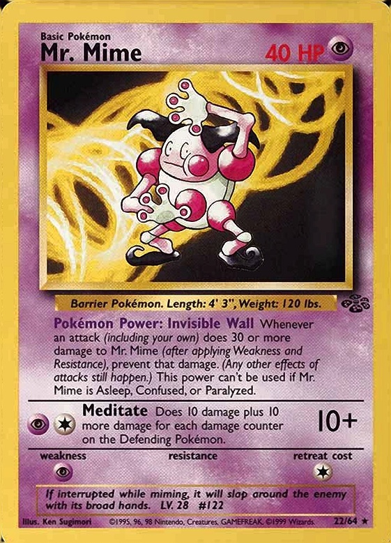 1999 Pokemon Jungle Mr. Mime #22 TCG Card