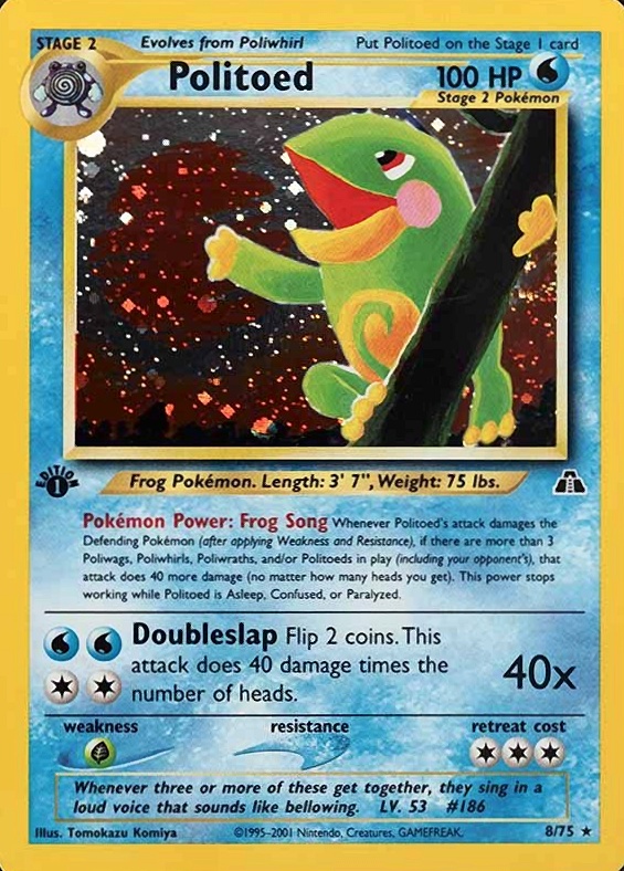 2001 Pokemon Neo Discovery Politoed-Holo #8 TCG Card