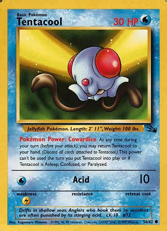 1999 Pokemon Fossil Tentacool #56 TCG Card