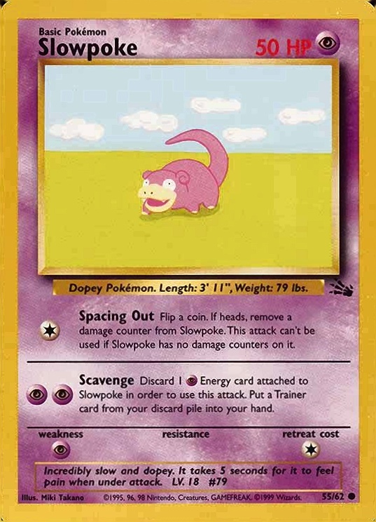 1999 Pokemon Fossil Slowpoke #55 TCG Card