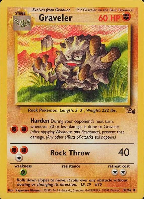 1999 Pokemon Fossil Graveler #37 TCG Card