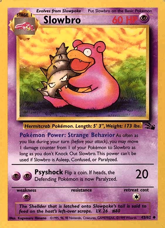 1999 Pokemon Fossil Slowbro #43 TCG Card