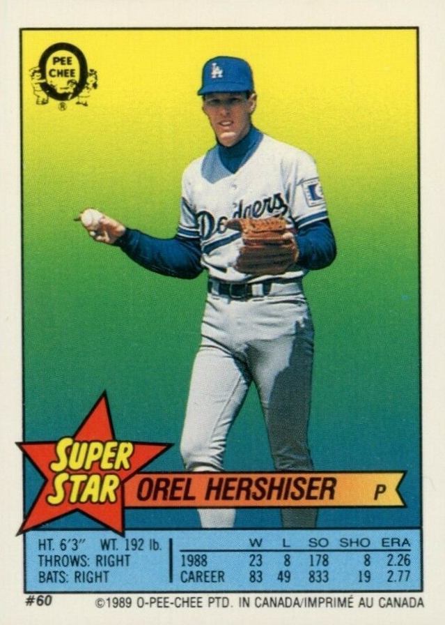 1988 O-Pee-Chee Stickers Hershiser/Robinson/Evans #60 Baseball Card