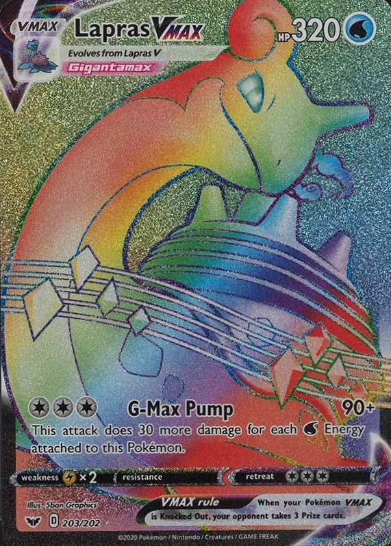 2020 Pokemon Sword & Shield Full Art/Lapras Vmax #203 TCG Card